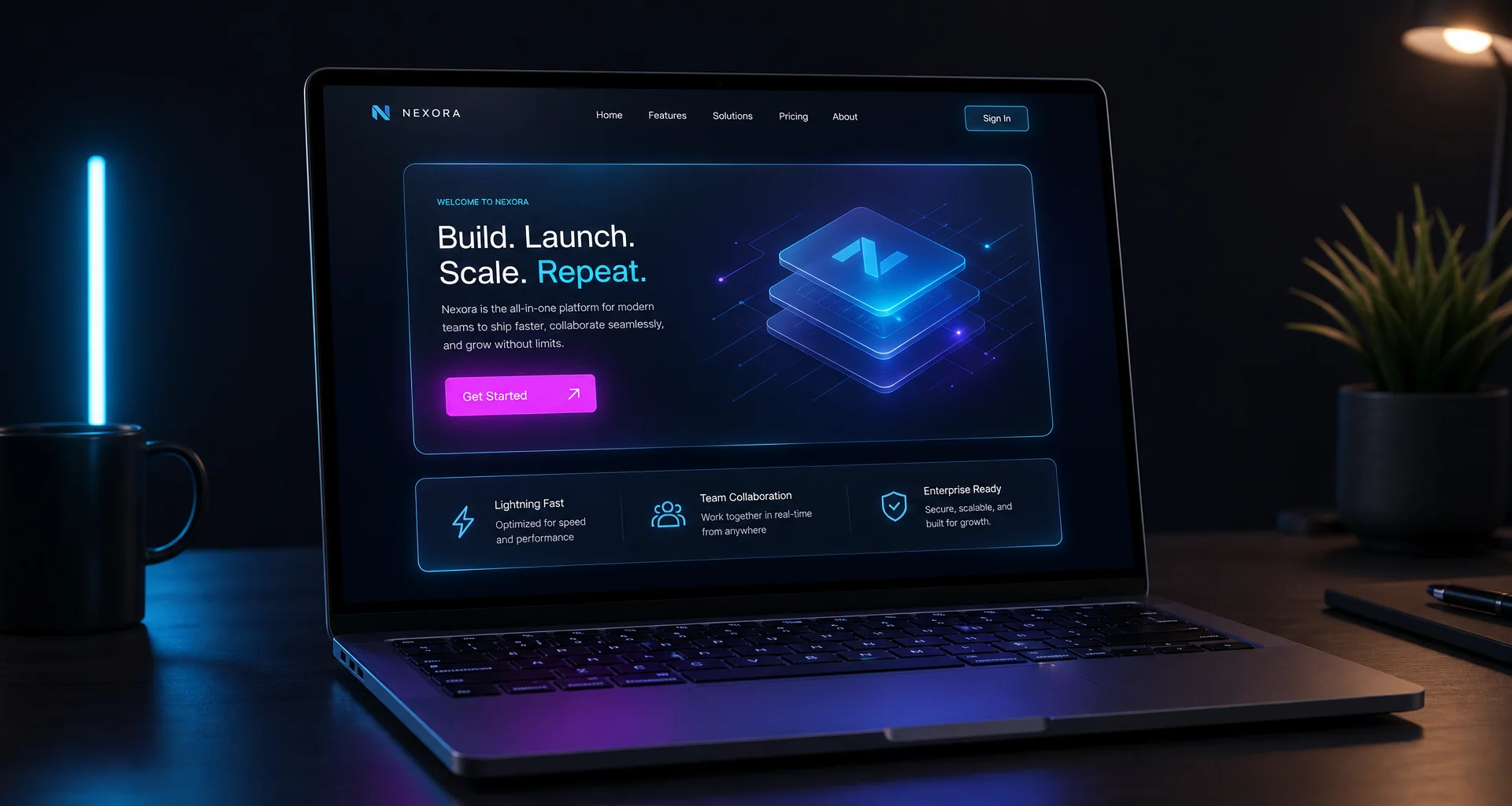 Interactive web interface showing fluid navigation and layout